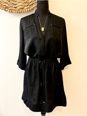 Diane von Furstenberg 100% Cupro Camp Style Utility Mini Dress Size 6